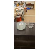 15 Unmarked clear cake plates and 2 purex