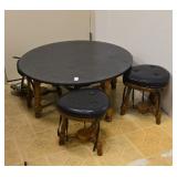 Round table with 4 stools approx size is 16