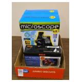 2 microscopes and an 3.5 inch tv