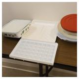 Group of lids, ice tray, paint pan & ivy