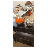 Group of metal mixing bowls