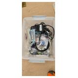 Box of varipus cords, micro cassettes and misc