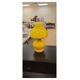 Beautiful yellow glass oil lamp approx 15 inches