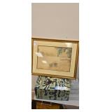 Watercolors print of women in a canoe by Fassel