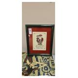 Handmade cross stitch Santa approx 9 x 12 inches