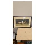 Grank McCarthy print of Mules and a hunter on his