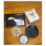 Rooster coasters pocket charge dish