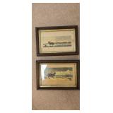 Deer on beach and Deer in lake prints approx 12 x