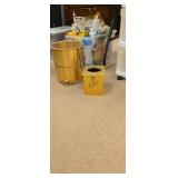 Pretty gold colored trash can and Kleenex holder