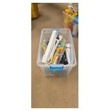 Tote of various cords and a surge protector