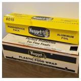 Rolls of Plastic food wrap, aluminum foil