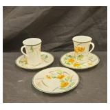 Oriental style 3 saucers and 2 cups