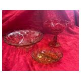 Amber and Red Glassware Set