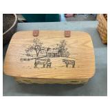 Wood-Lidded Woven Basket