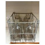 Metal Milk Crate with Glass Bottles