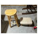 Wooden Stool and Footrest
