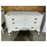 White Wood Three-Drawer Dresser
