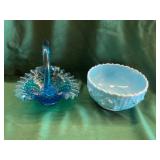 Blue Glass Bowl and Basket