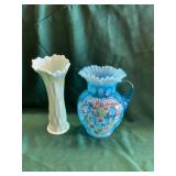 Blue Pitcher and White Vase