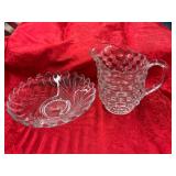 Pressed Glass Pitcher and Bowl