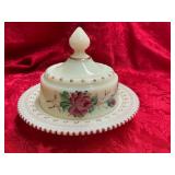 Hand-Painted Glass Butter Dish