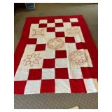 Red and White Patchwork Quilt