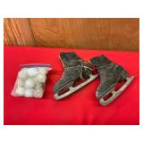 Leather Ice Skates and Golf Balls