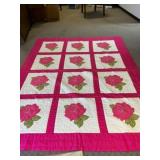 Pink Floral Patchwork Quilt