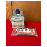 Painted Wooden Jewelry Box and Sock Kit