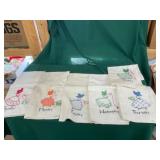 Seven Embroidered Day Towels