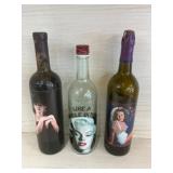 Marilyn Monroe 3 Themed Wine Bottles