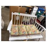 White Wood Bench with Cushions
