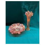 Iridescent Glass Bowl and Vase