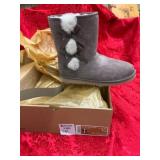 Gray Suede Winter Boots