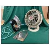 Vintage Fan and Iron Set