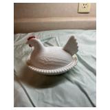 Milk Glass Hen Dish