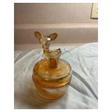 Amber Glass Jar with Deer