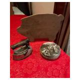 Metal Iron, Box, and Pig Cutout