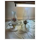 Glass Oil Lamp Pair