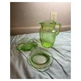 Green Depression Glass Set