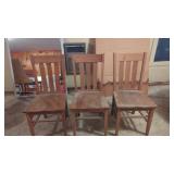 3 Oak Wood Chairs