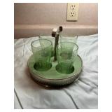 Green Glassware Set With Holder