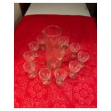 Etched Glass Pitcher Set