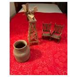 Wood Models and Clay Vase