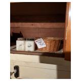 Salt, Pepper Shakers With Basket