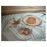 Pink Glass Serving Set