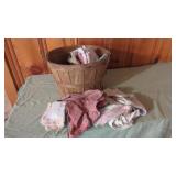 Wood Basket with Fabric Scraps