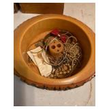 Wood Bowl with Jewelry