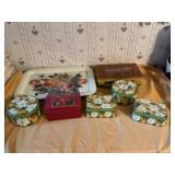 Decorative Tin and Tray Set