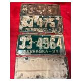 1934 Nebraska License Plates